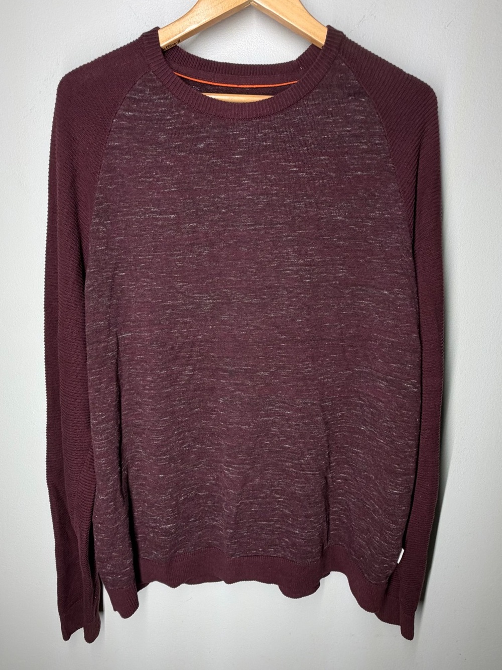 Jack & Jones Burgundy Colorblock Raglan Crewneck Sweater Dark Academia Tailored